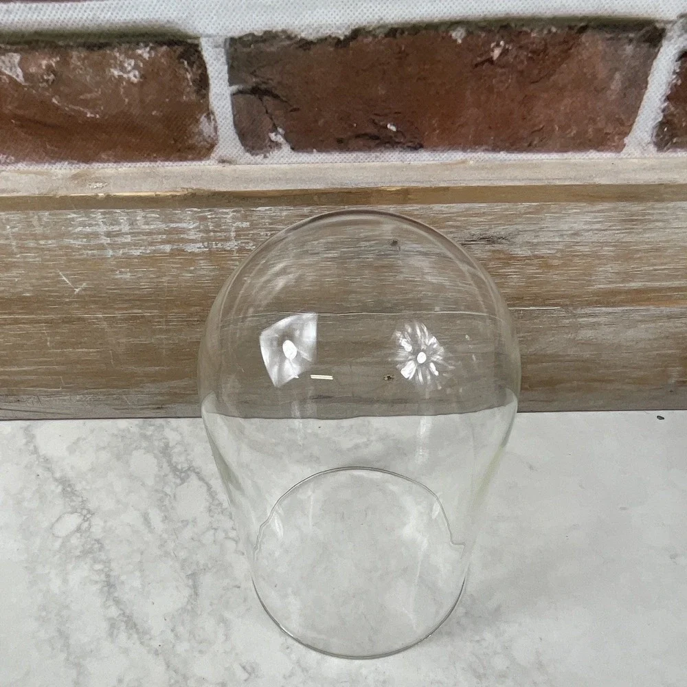 Clear Glass Dome Cloche Hurricane Shade for Pillar Candle 7in Tall x 4in